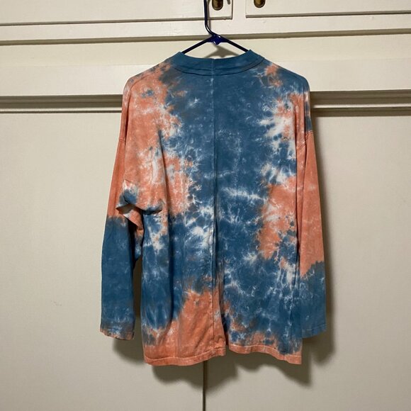 We the Free long sleeve, blue, peach & white tie dye tunic, size S - Picture 5 of 10